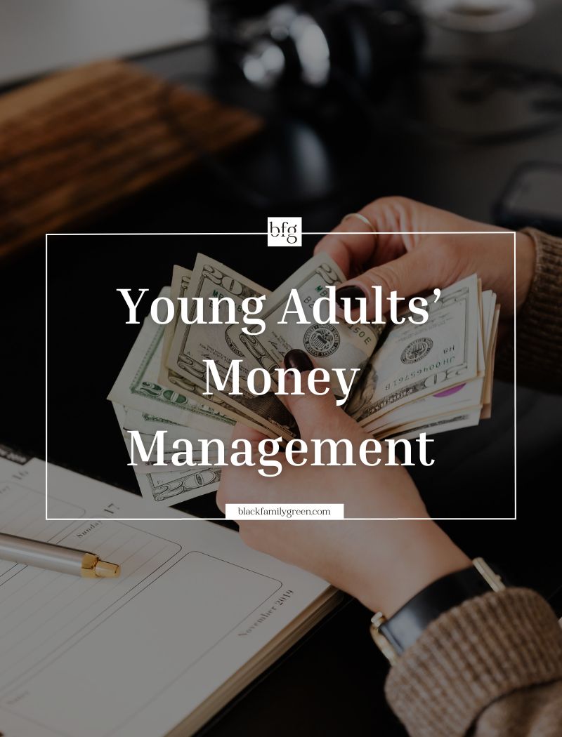 Young Adult Money Management Black Family Green